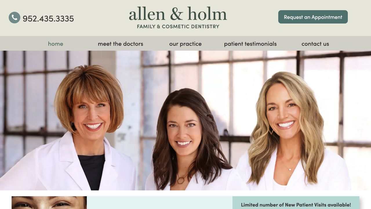 Allen & Holm Family & Cosmetic Dentistry homepage preview