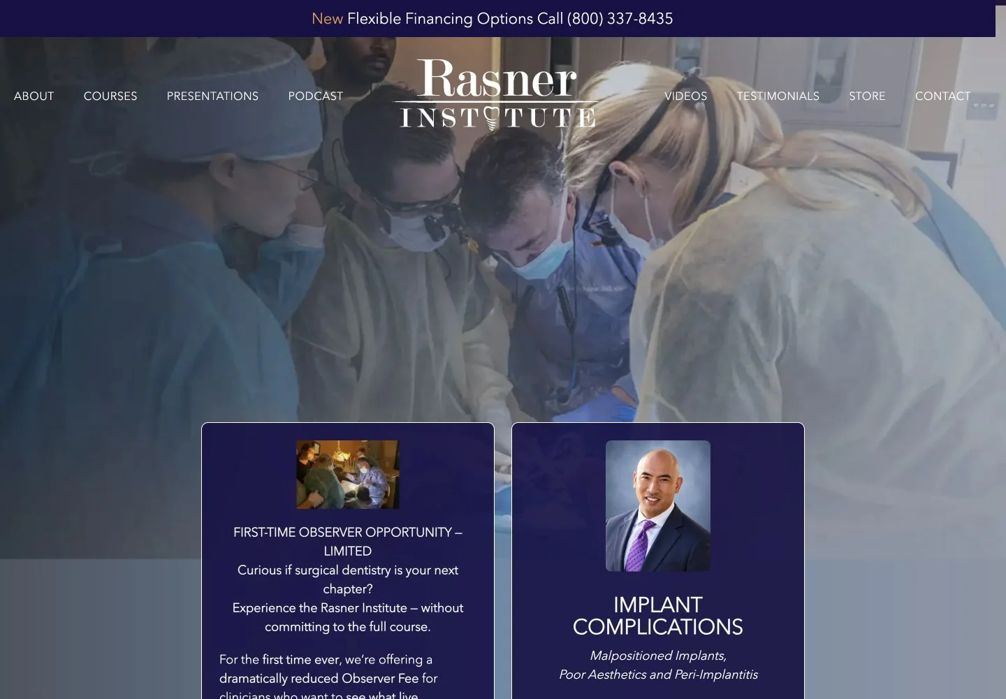 Rasner Institute dental continuing education website homepage preview