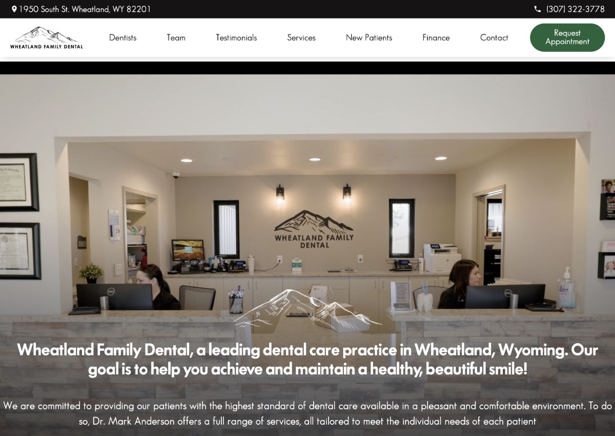Wheatland Family Dental homepage preview
